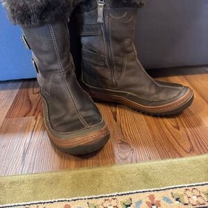 Merrell Decora Chant Leather Winter Boots 7.5 Waterproof Fur Trim
